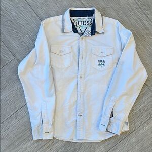 Guess Off-White Casual Button Down Shirt - Kids size 12/14